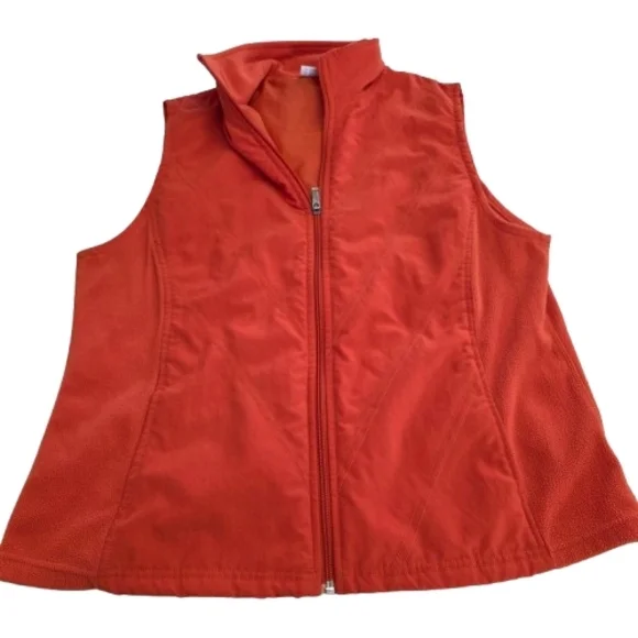 Columbia Burnt Orange Zip-Up Quilted Fleece Vest Size XL Nylon Poly Blend - Picture 1 of 7